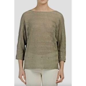 Tahari 100% Linen Open Knit Dolman Sleeve Sweater Size M Coastal Preppy Summer